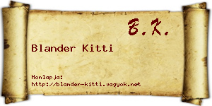 Blander Kitti névjegykártya